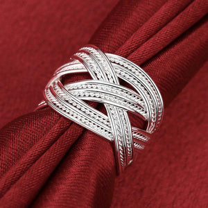 Fashion Atmospheric Woven Mesh Adjustable Split Ring - Glamorousky