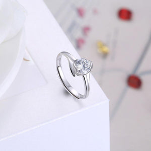 925 Sterling Silver Simple Fashion Geometric Cubic Zircon Adjustable Ring - Glamorousky