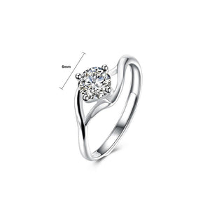 925 Sterling Silver Fashion Romantic Geometric Round Cubic Zircon Adjustable Ring - Glamorousky
