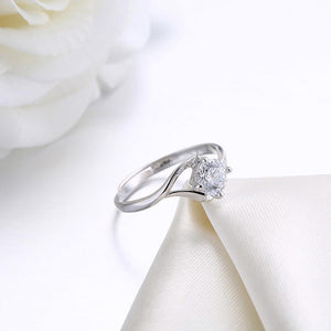 925 Sterling Silver Fashion Romantic Geometric Round Cubic Zircon Adjustable Ring - Glamorousky