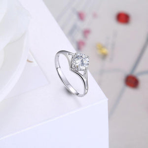 925 Sterling Silver Simple and Fashion Cut Out Diamond Adjustable Ring with Cubic Zircon - Glamorousky