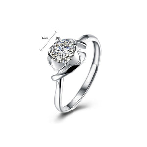925 Sterling Silver Simple Romantic Geometric Cubic Zircon Adjustable Ring - Glamorousky