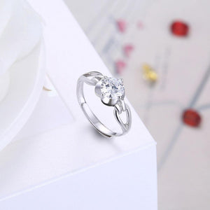 925 Sterling Silver Fashion Simple Hollow Adjustable Ring with Cubic Zircon - Glamorousky