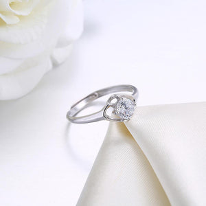 925 Sterling Silver Fashion Simple Hollow Geometric Rhombus Adjustable Ring with Cubic Zircon - Glamorousky