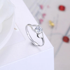 925 Sterling Silver Simple Fashion Geometric Adjustable Ring with Cubic Zircon - Glamorousky