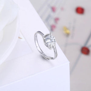 925 Sterling Silver Fashion Romantic Geometric Adjustable Ring with Cubic Zircon - Glamorousky