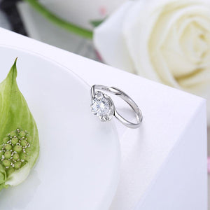 925 Sterling Silver Fashion Romantic Geometric Adjustable Ring with Cubic Zircon - Glamorousky