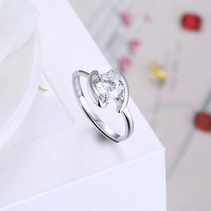 925 Sterling Silver Fashion Simple Geometric Cubic Zircon Adjustable Ring - Glamorousky