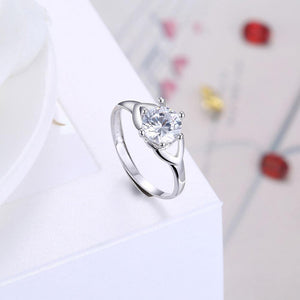 925 Sterling Silver Fashion Romantic Cutout Geometric Adjustable Ring with Cubic Zircon - Glamorousky