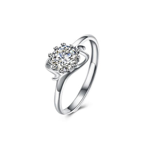 925 Sterling Silver Fashion Romantic Round Cubic Zirconia Adjustable Ring - Glamorousky