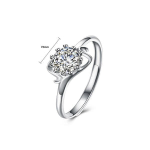 925 Sterling Silver Fashion Romantic Round Cubic Zirconia Adjustable Ring - Glamorousky