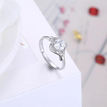 Load image into Gallery viewer, 925 Sterling Silver Fashion Simple Flower Adjustable Ring with Cubic Zircon - Glamorousky