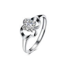 Load image into Gallery viewer, 925 Sterling Silver Elegant Openwork Flower Adjustable Ring with Cubic Zircon - Glamorousky
