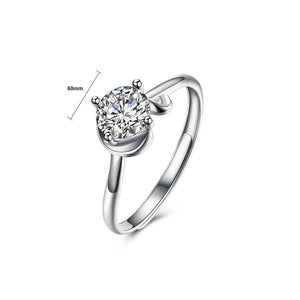 925 Sterling Silver Fashion Simple Round Cubic Zircon Adjustable Ring - Glamorousky