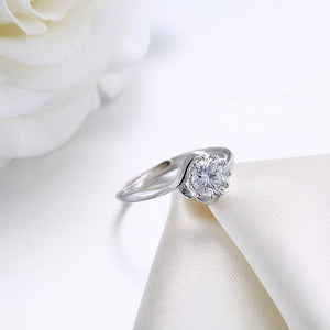 925 Sterling Silver Simple Fashion Round Cubic Zircon Adjustable Ring - Glamorousky