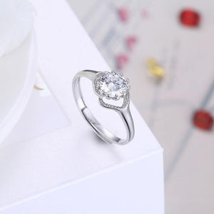 925 Sterling Silver Fashion Bright Cutout Geometric Cubic Zircon Adjustable Ring - Glamorousky