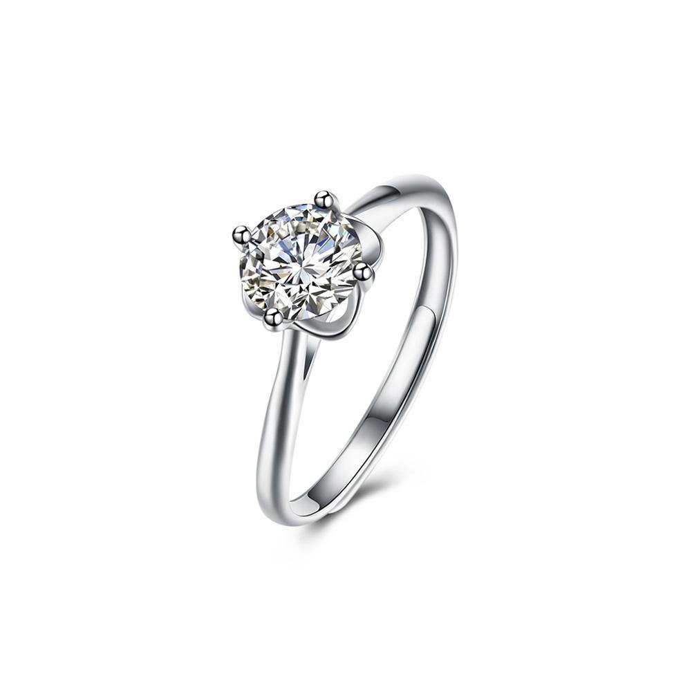 925 Sterling Silver Simple Fashion Flower Cubic Zircon Adjustable Ring - Glamorousky