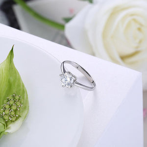 925 Sterling Silver Simple Fashion Flower Cubic Zircon Adjustable Ring - Glamorousky