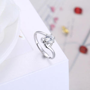 925 Sterling Silver Fashion Simple Geometric Round Cubic Zircon Adjustable Ring - Glamorousky