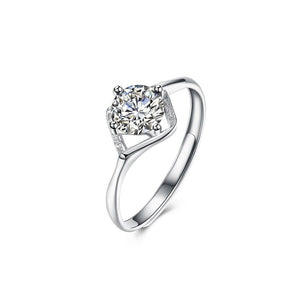 925 Sterling Silver Fashion Hollow Diamond Cubic Zircon Adjustable Ring - Glamorousky