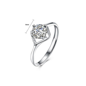 925 Sterling Silver Fashion Hollow Diamond Cubic Zircon Adjustable Ring - Glamorousky