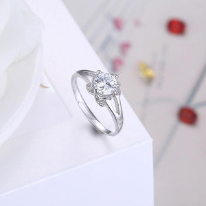 925 Sterling Silver Elegant Fashion Flower Cubic Zircon Adjustable Ring - Glamorousky