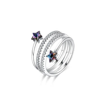 Load image into Gallery viewer, 925 Sterling Silver Fashion Simple Star Adjustable Ring with Purple Austrian Element Crystal - Glamorousky