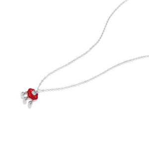 925 Sterling Silver Fashion Simple Red Ruyi Lock Bell Pendant with Necklace