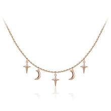 Load image into Gallery viewer, 925 Sterling Silver Plated Rose Gold Simple Fashion Star Moon Necklace - Glamorousky