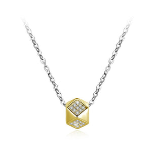 925 Sterling Silver Fashion Simple Geometric Pendant with Cubic Zircon and Necklace - Glamorousky
