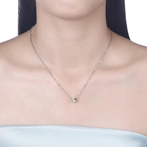 925 Sterling Silver Fashion Simple Geometric Pendant with Cubic Zircon and Necklace - Glamorousky