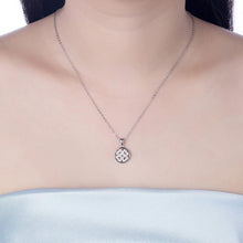 Load image into Gallery viewer, 925 Sterling Silver Fashion Elegant Four-leafed Clover Round Pendant with Cubic Zircon and Necklace - Glamorousky