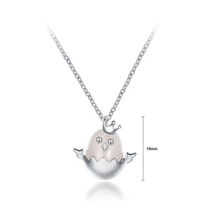 925 Sterling Silver Fashion Cute Crown Chick Pendant with Necklace - Glamorousky