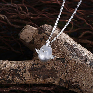 925 Sterling Silver Fashion Cute Crown Chick Pendant with Necklace - Glamorousky