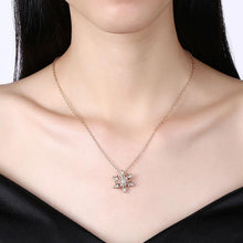 Load image into Gallery viewer, Elegant and Fashion Plated Rose Gold Snowflake Pendant with Cubic Zircon and Necklace - Glamorousky