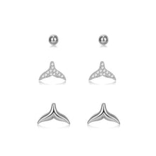 Load image into Gallery viewer, 925 Sterling Silver Fashion Simple Fishtail Three-Piece Earrings with Cubic Zircon - Glamorousky
