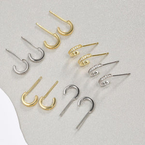 925 Sterling Silver Simple Fashion Geometric Cubic Zirconia Stud Earrings - Glamorousky