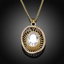Load image into Gallery viewer, Fashion Simple Gold Plated Geometric Hollow Oval Pendant with Cubic Zircon and Necklace - Glamorousky