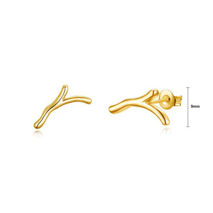 Simple Romantic Plated Gold Christmas Antler Stud Earrings - Glamorousky