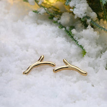 Load image into Gallery viewer, Simple Romantic Plated Gold Christmas Antler Stud Earrings - Glamorousky