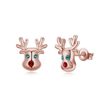 Load image into Gallery viewer, Fashion Simple Plated Rose Gold Elk Stud Earrings with Cubic Zircon - Glamorousky