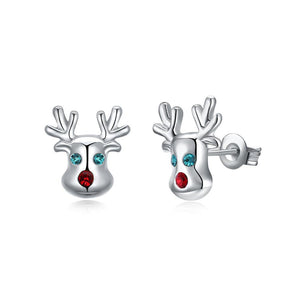 Fashion Simple Elk Stud Earrings with Cubic Zircon - Glamorousky