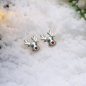 Fashion Simple Elk Stud Earrings with Cubic Zircon - Glamorousky