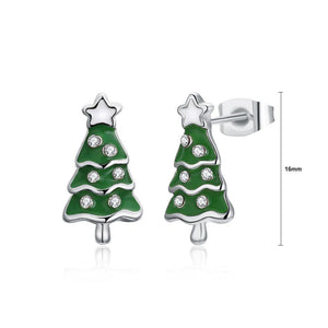 Fashion Simple Christmas Tree Stud Earrings with Cubic Zircon - Glamorousky