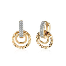 Load image into Gallery viewer, Fashion Romantic Plated Champagne Gold Geometric Round Earrings with Cubic Zircon - Glamorousky