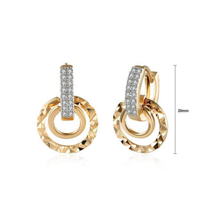 Fashion Romantic Plated Champagne Gold Geometric Round Earrings with Cubic Zircon - Glamorousky