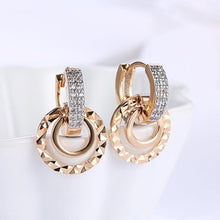 Load image into Gallery viewer, Fashion Romantic Plated Champagne Gold Geometric Round Earrings with Cubic Zircon - Glamorousky