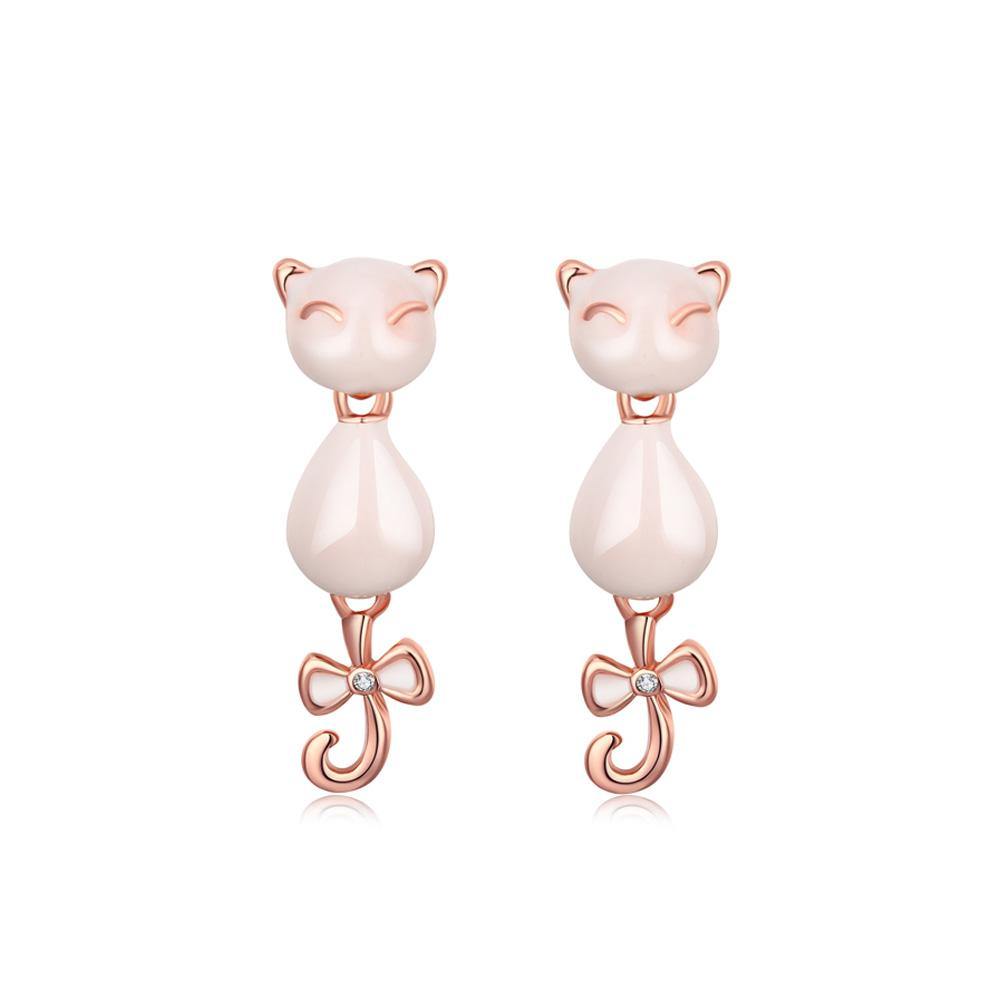 Fashion Elegant Plated Rose Gold Fox Opal Earrings - Glamorousky