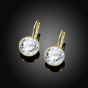Fashion Simple Plated Gold Geometric Round Cubic Zircon Earrings - Glamorousky