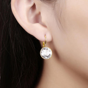 Fashion Simple Plated Gold Geometric Round Cubic Zircon Earrings - Glamorousky